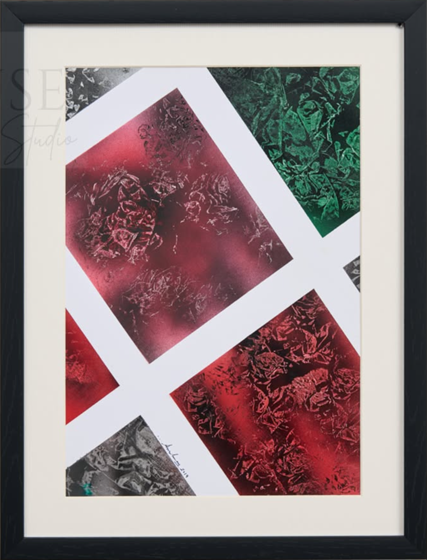 Fragmented Bloom — Mixed media on paper