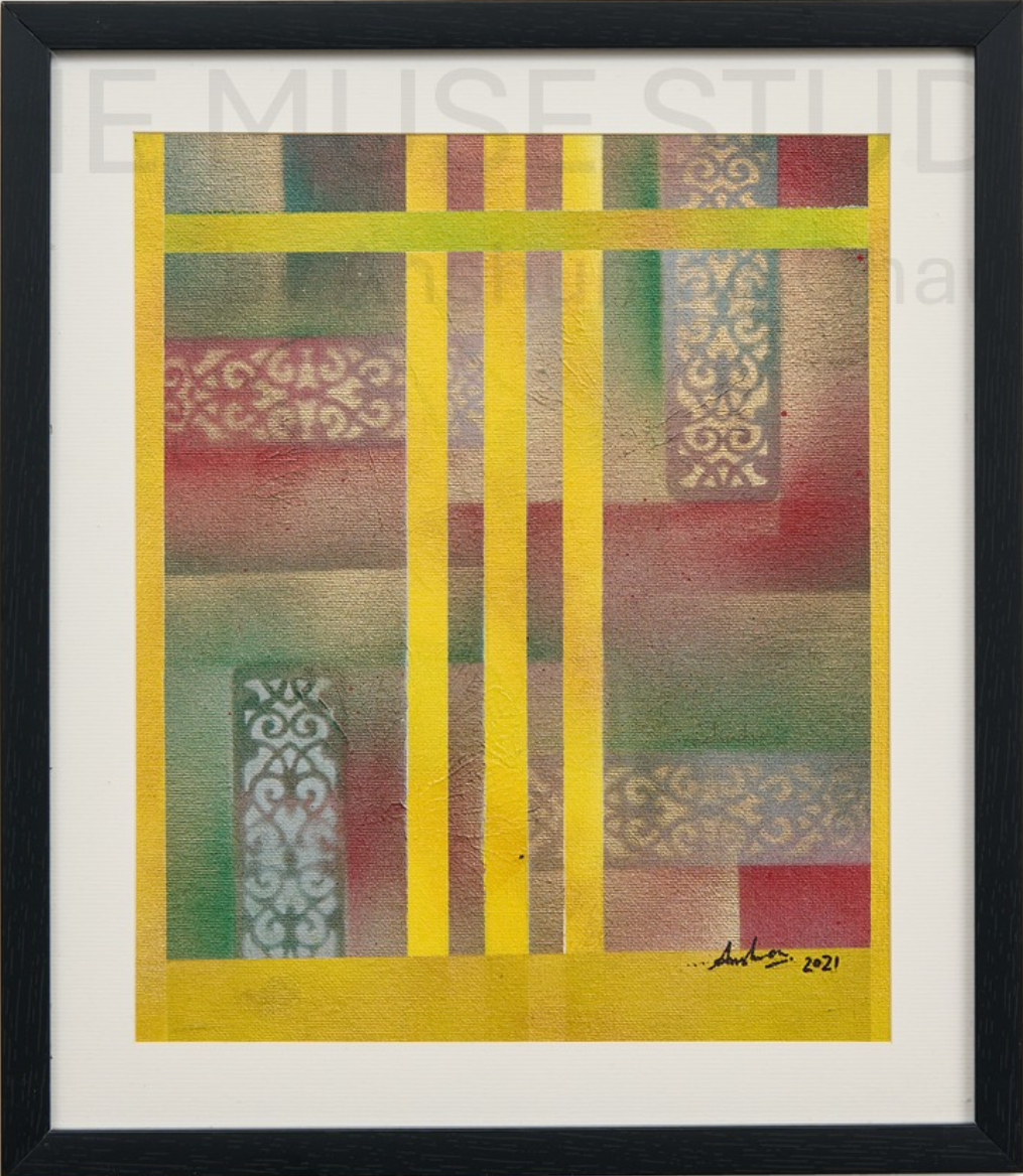 Golden Lattice — Acrylic on canvas
